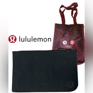 LULULEMON CITY STREET CARD CASE ZIPPERED BLACK SLIM WALLET REUSABLE TOTE BAG